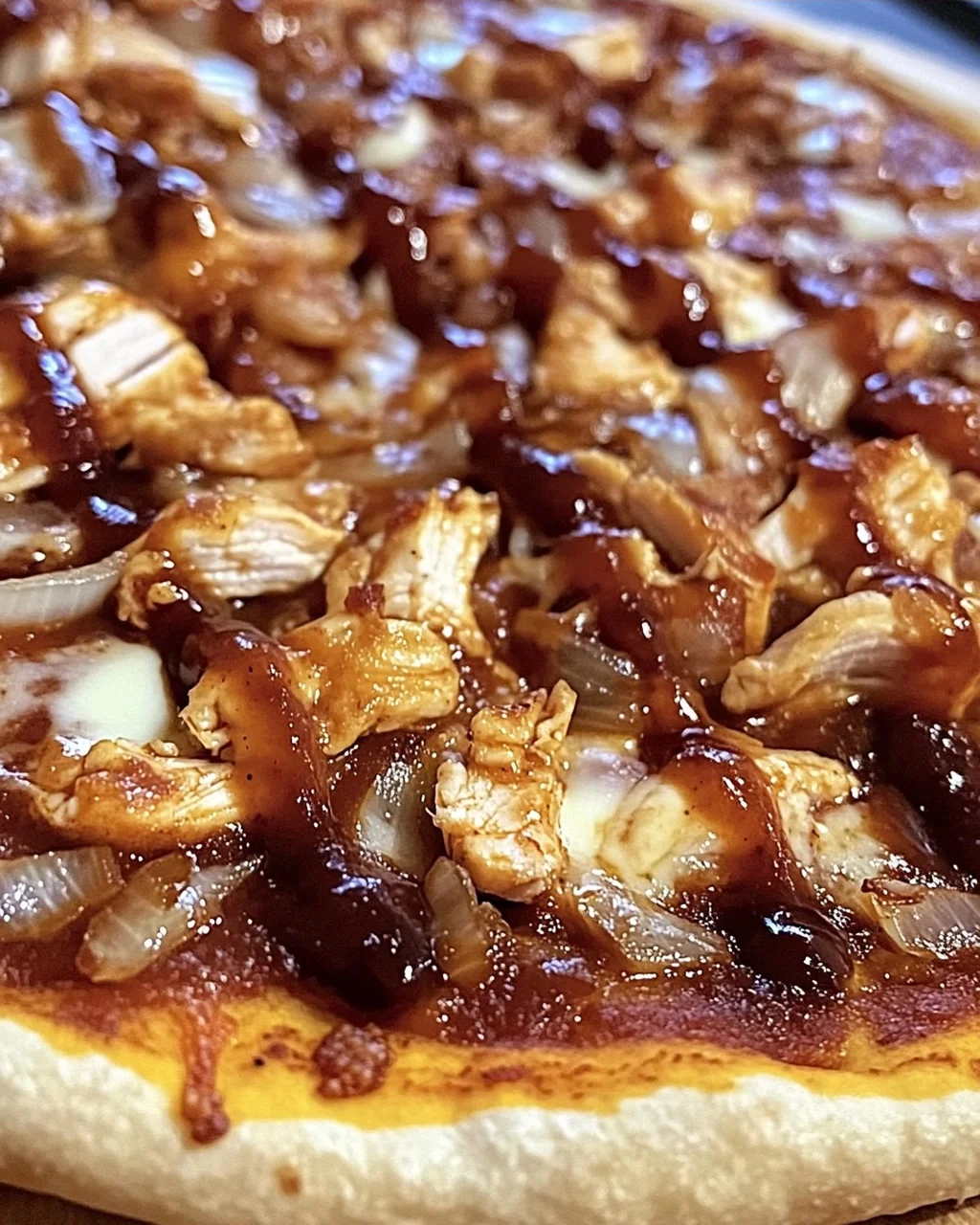 BBQ Hähnchen Pizza mit Karamellisierten Zwiebeln