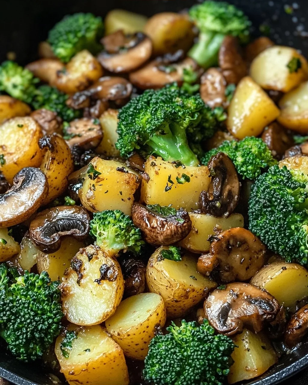 Brokkoli Kartoffel Pfanne mit Pilzen