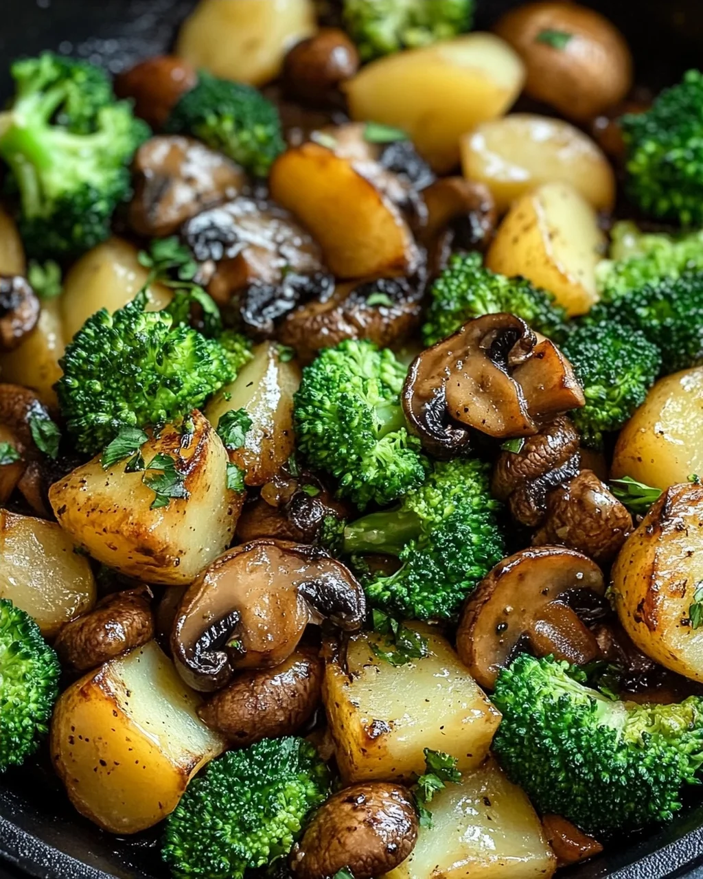 Brokkoli Kartoffel Pfanne mit Pilzen