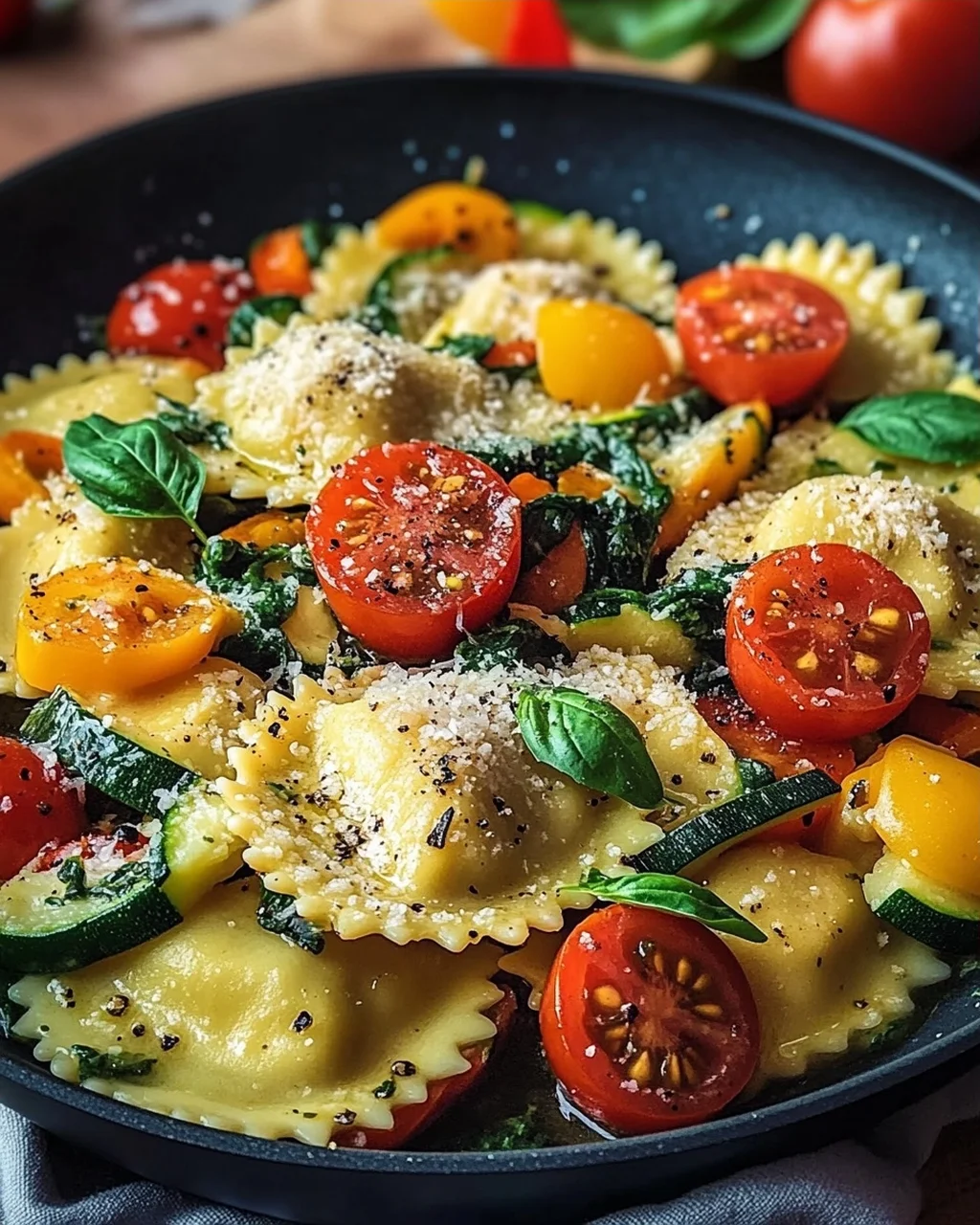 Bunte Ravioli-Gemüse-Pfanne
