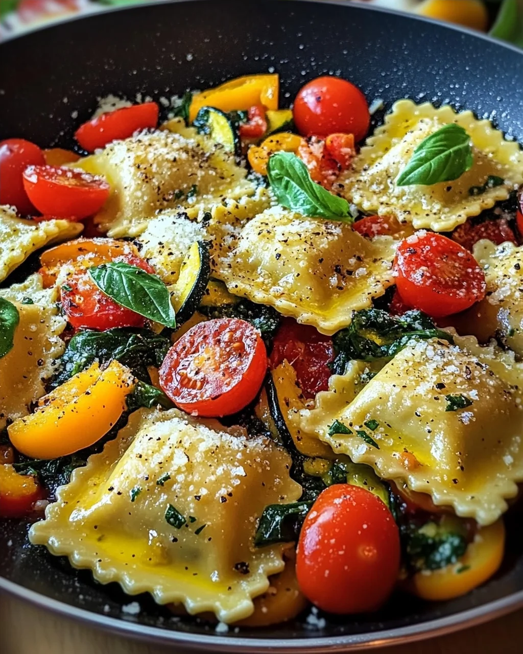 Bunte Ravioli-Gemüse-Pfanne