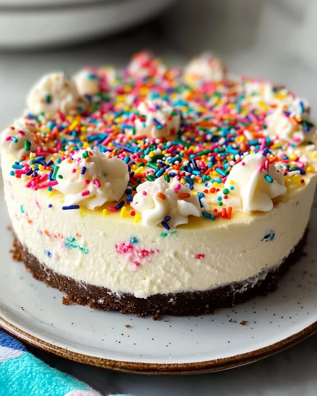 Bunter Funfetti Geburtstagskäsekuchen – fix & ohne Backen!