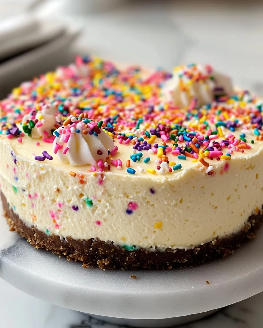 Bunter Funfetti Geburtstagskäsekuchen – fix & ohne Backen!