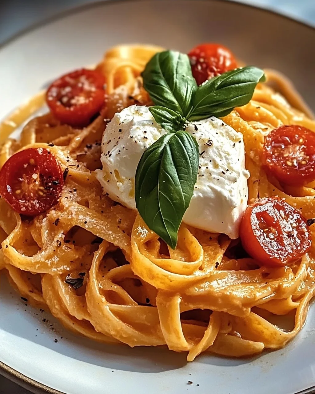 Cremige Tomaten Burrata Pasta