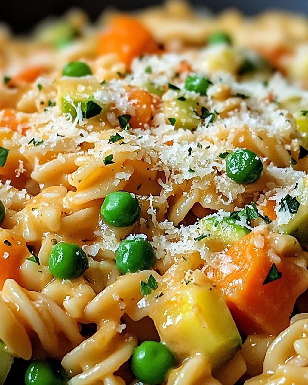 Ein-Topf-Kritharaki mit Gemüse und Parmesan