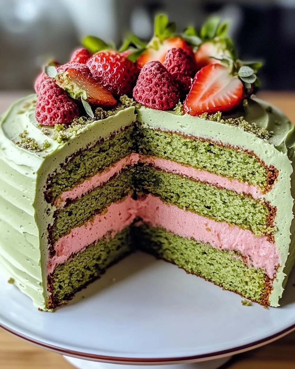 Erdbeer-Matcha-Kuchen für fruchtige Genussmomente