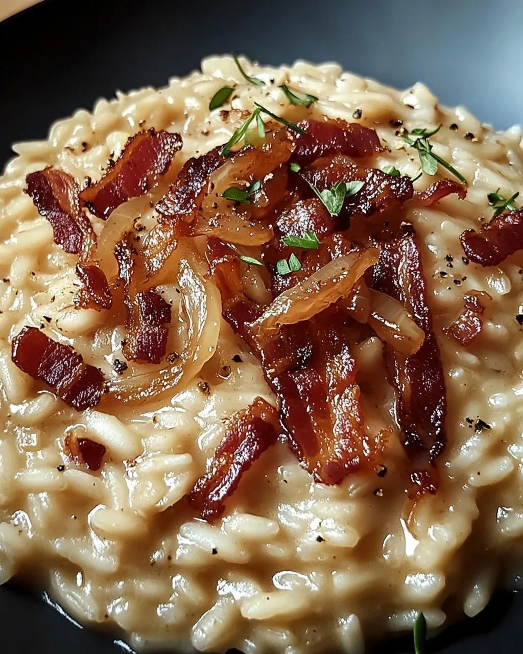 Französisches Zwiebel und Speck Risotto
