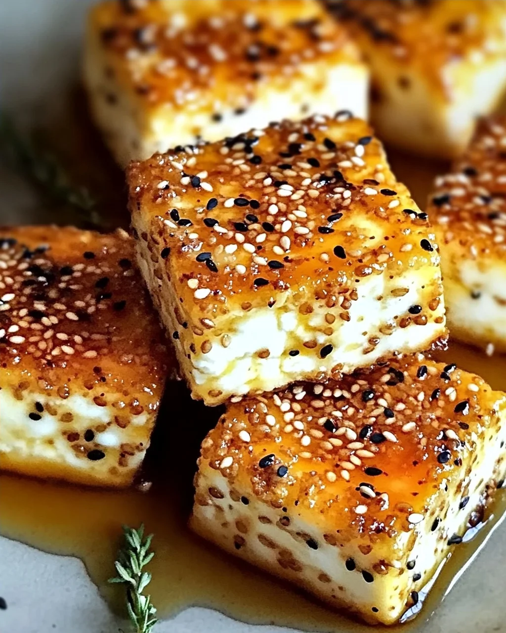 Frittierter Feta mit Sesam und scharfer Honig Genuss