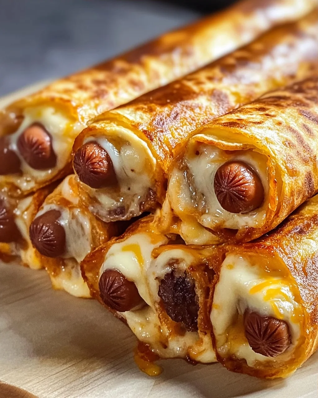 Gebackene Hot Dogs in Tortilla Teig