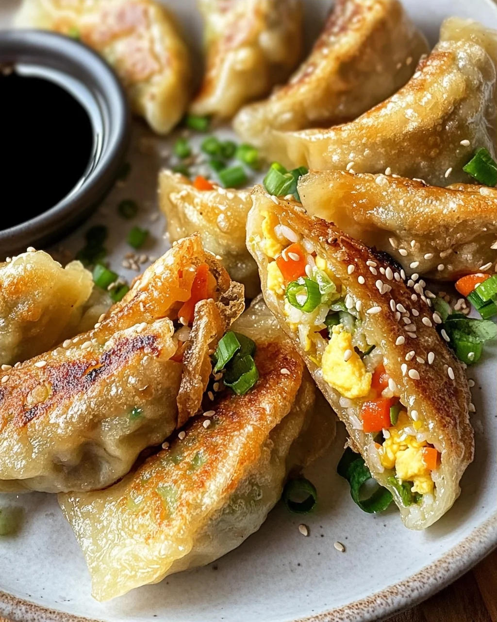 Gemüse-Ei-Reis-Dumplings mit Dip-Sauce