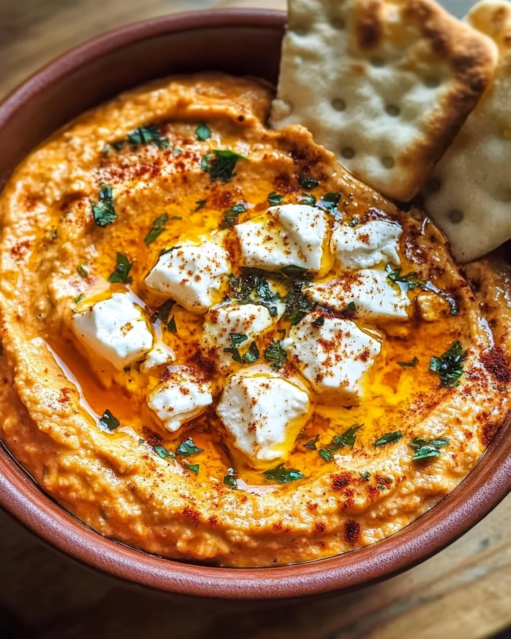 Gerösteter Paprika Feta Dip für entspannte Abende