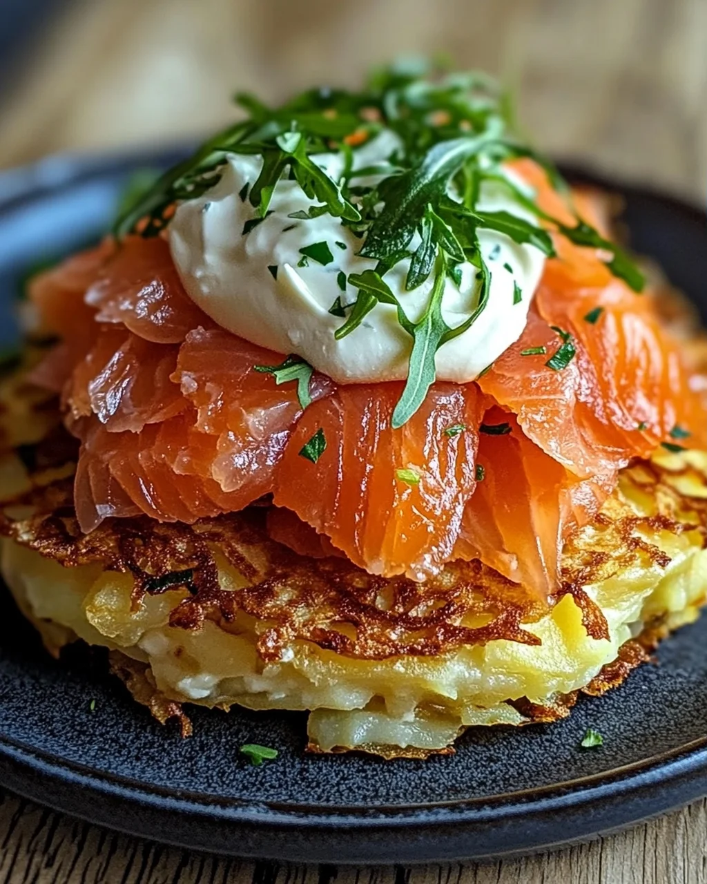 Großer Rösti mit Frischkäse und Lachs