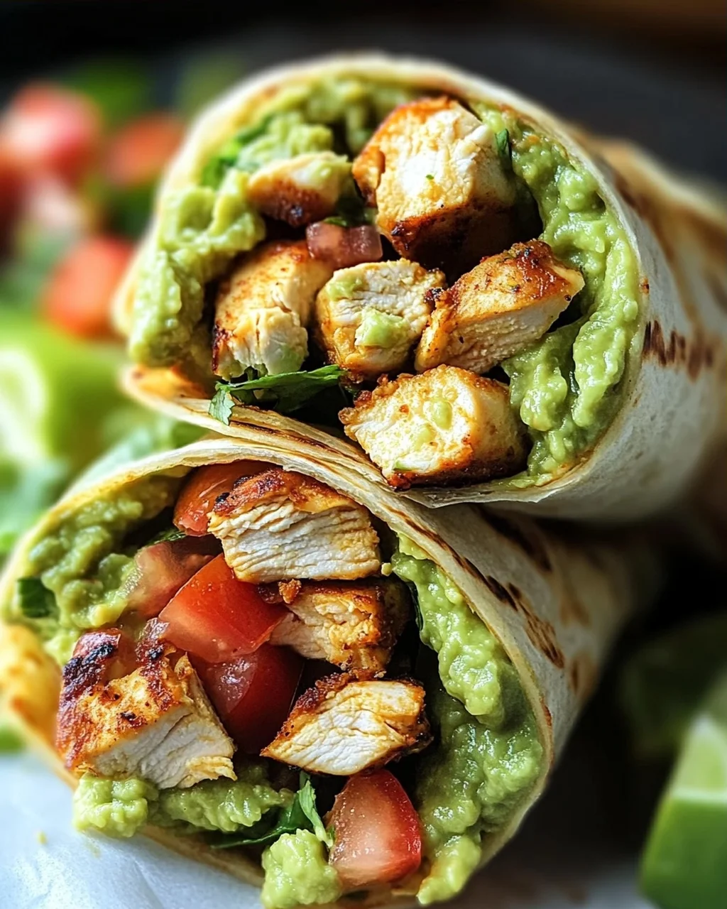 Guacamole Hähnchen Wraps