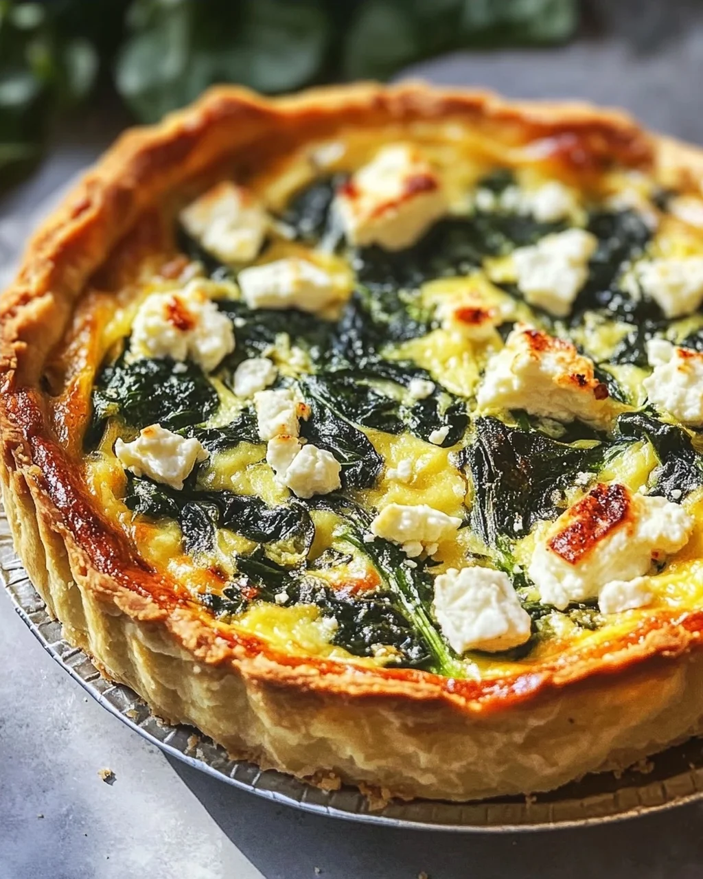 Herzhafte Quiche mit Spinat und Feta