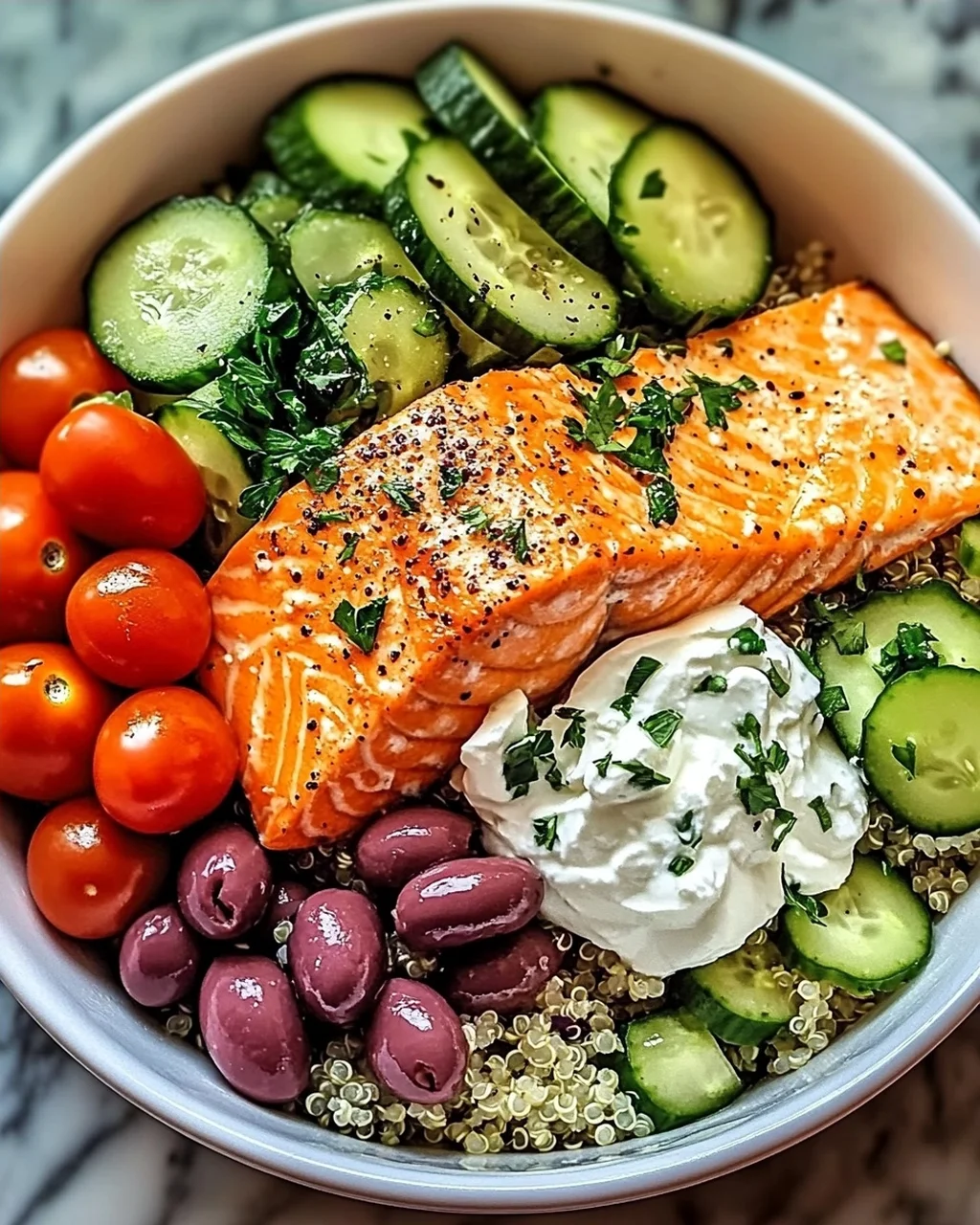 Herzhafter mediterraner Lachs-Bowl in 30 Minuten