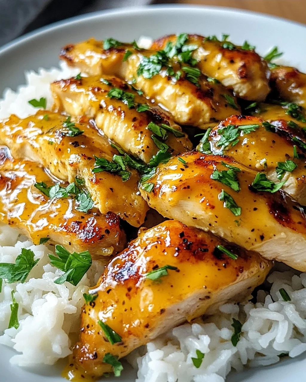 Honig Senf Hähnchen mit Reis