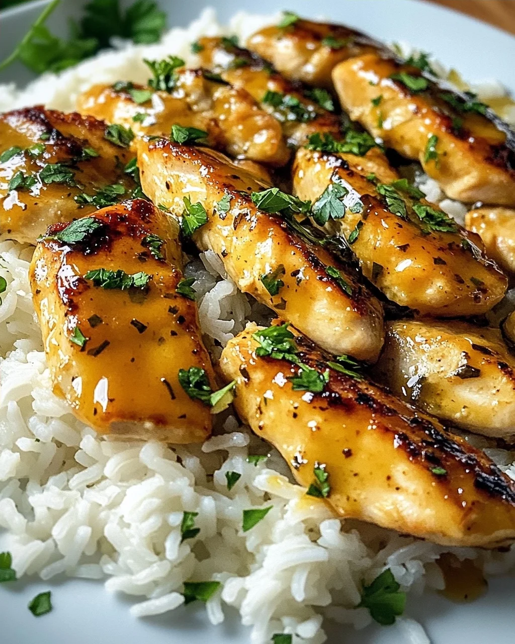Honig Senf Hähnchen mit Reis