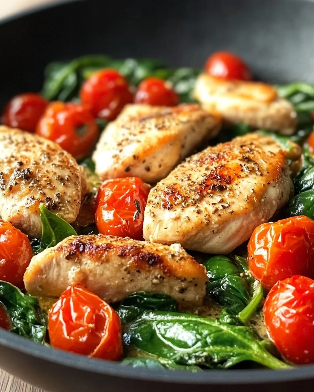 Keto Hähnchenpfanne mit Spinat und Tomaten – Schnell und lecker!