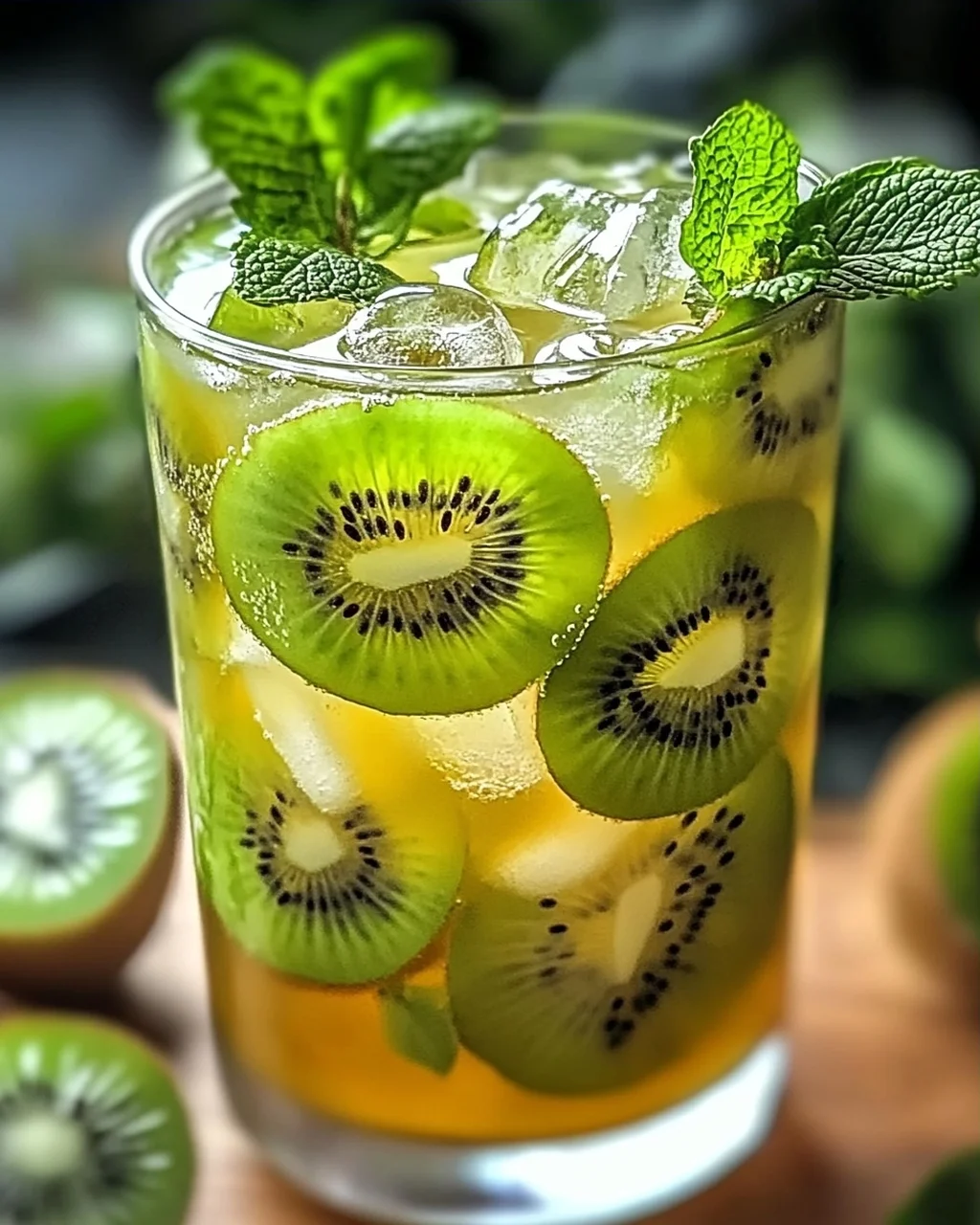 Kiwi-Minze-Eiskaffee grüner Tee: Erfrischender Genuss