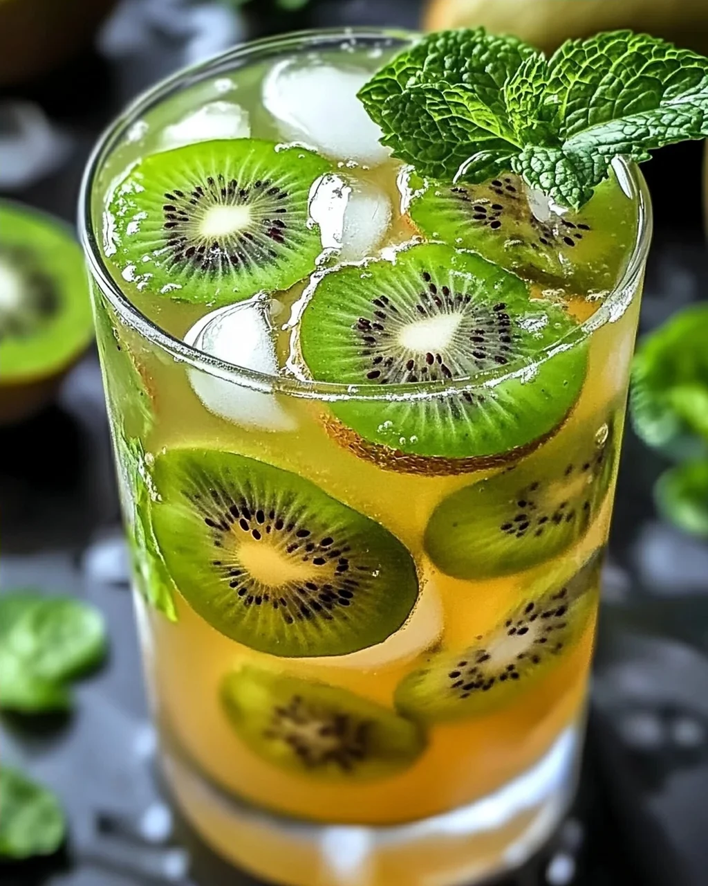 Kiwi-Minze-Eiskaffee grüner Tee: Erfrischender Genuss