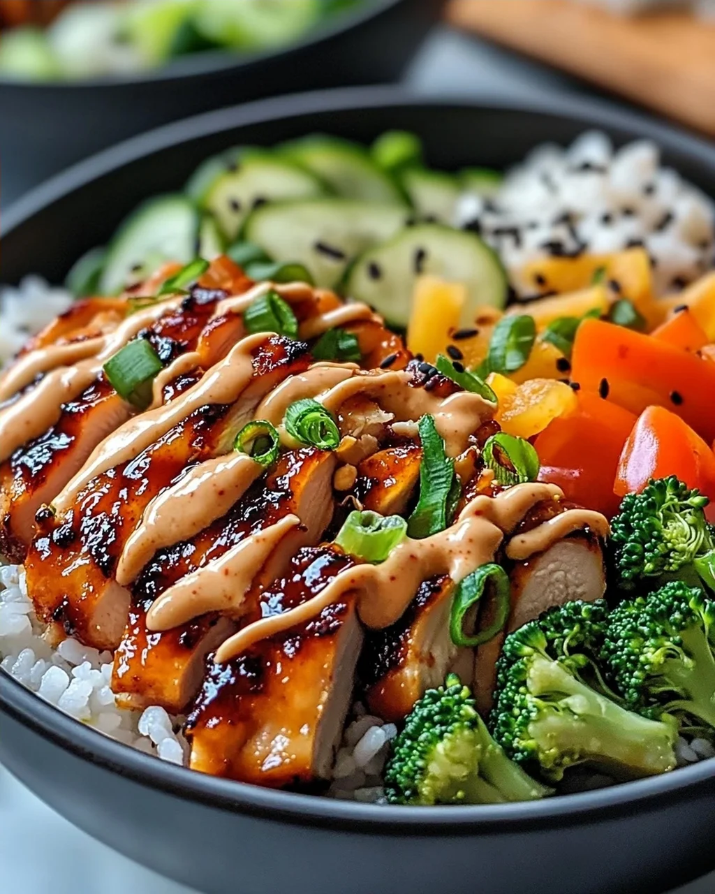 Korean BBQ Hähnchen-Bowls mit Gochujang Cream Sauce