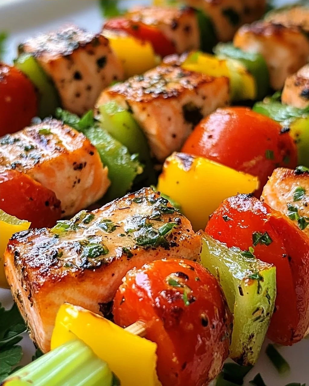 Lachs-Spieße mit Gemüse