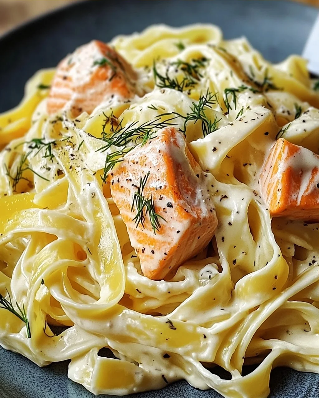 Lachs-Tagliatelle mit cremiger Zitronensoße