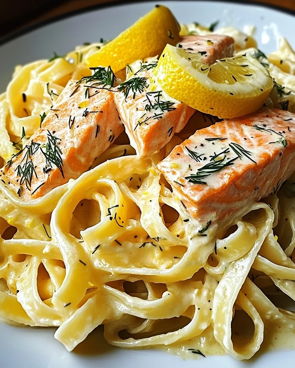Lachs-Tagliatelle mit cremiger Zitronensoße