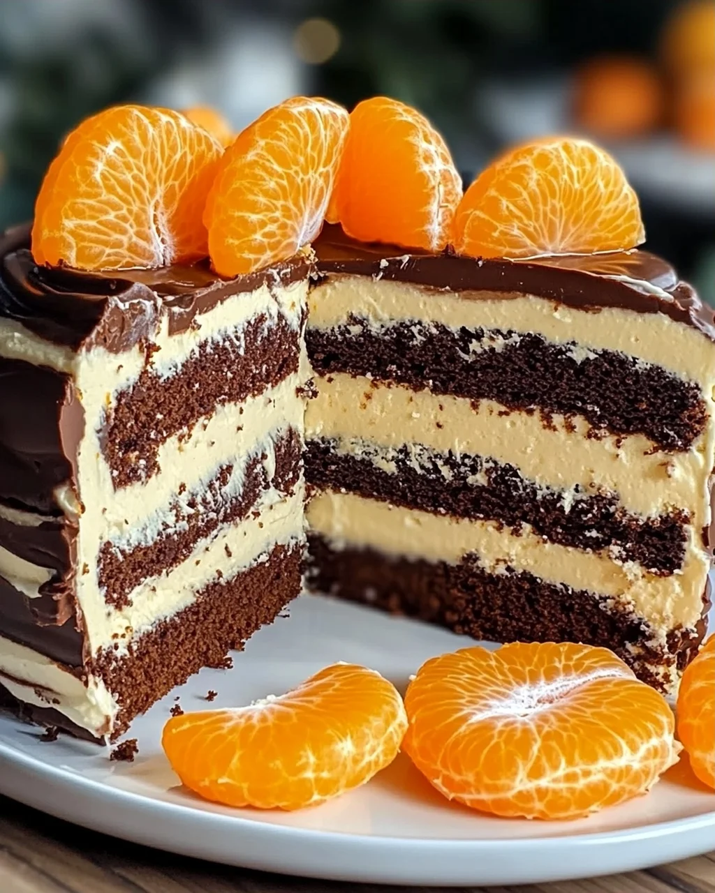 Lebkuchen-Torte mit Paradiescreme und Mandarinen