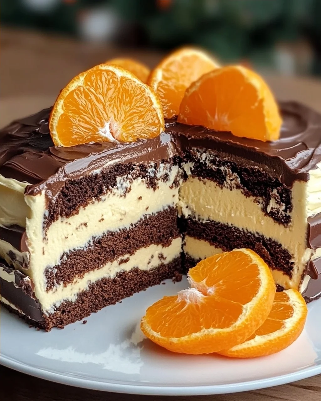 Lebkuchen-Torte mit Paradiescreme und Mandarinen