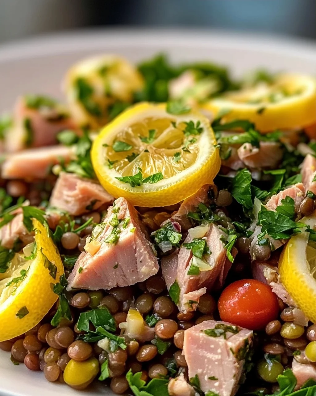 Linsensalat mit Thunfisch & Zitronen Vinaigrette