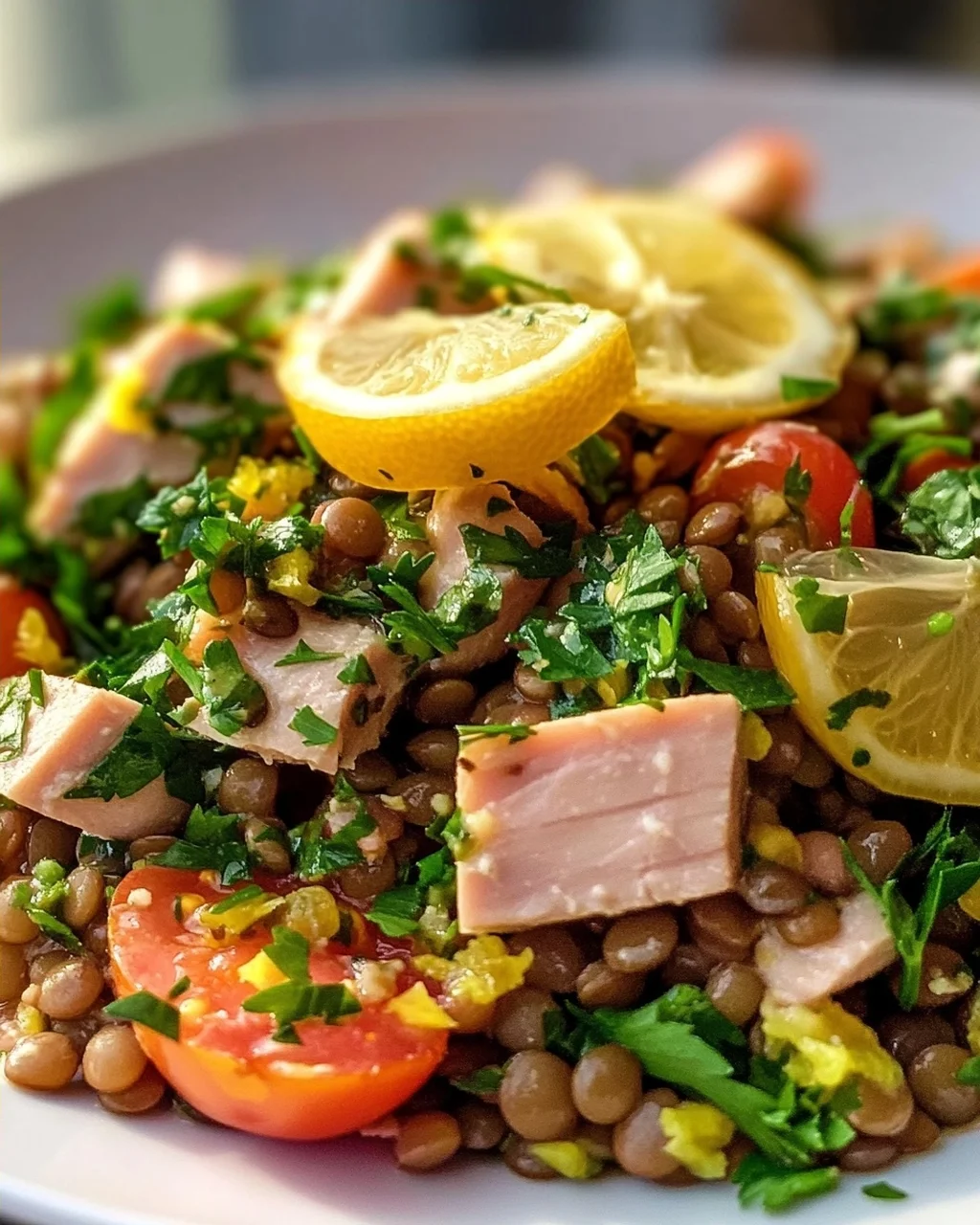 Linsensalat mit Thunfisch & Zitronen Vinaigrette