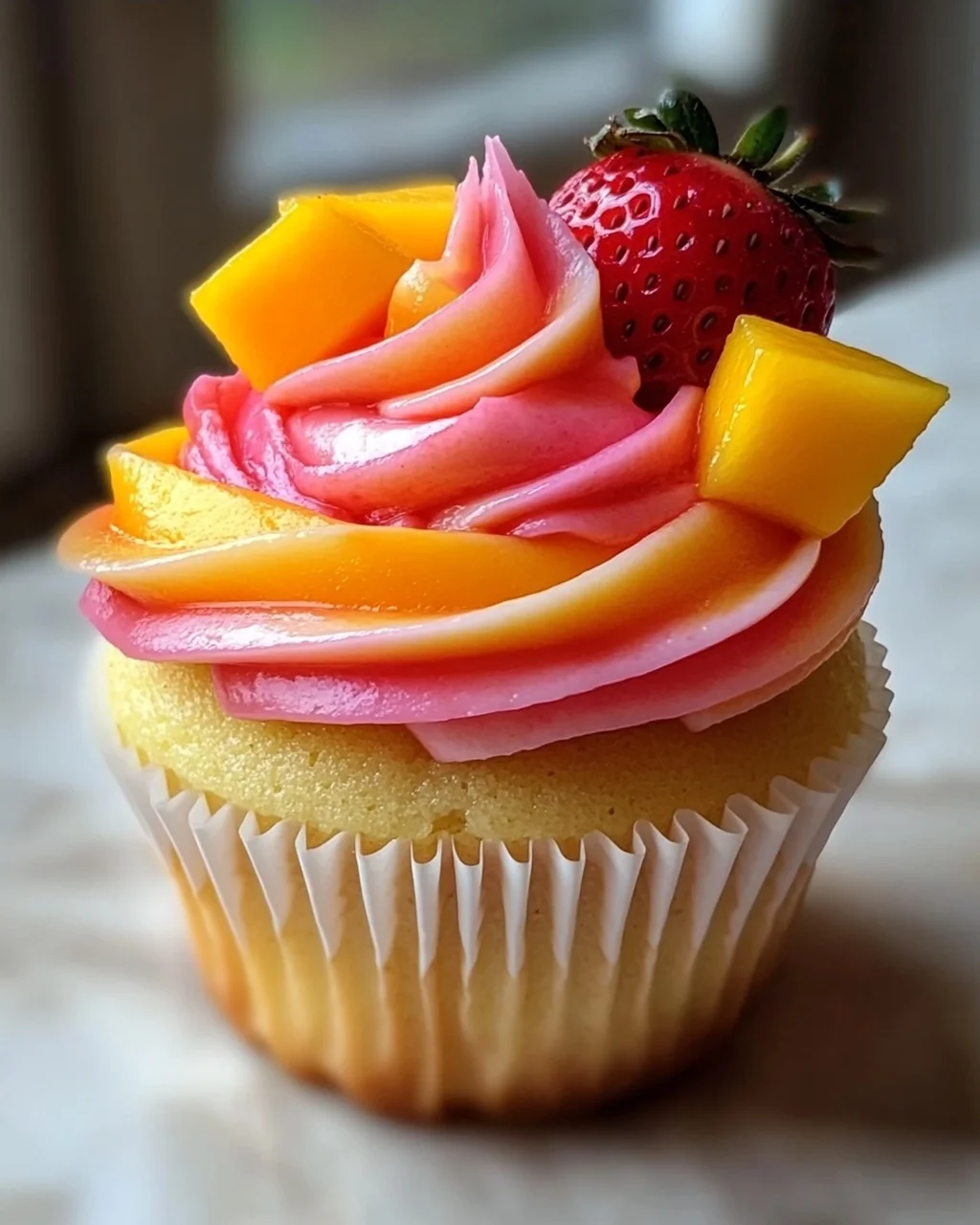 Mango-Erdbeer Sunset Cupcakes: Fruchtiger Sommergenuss!