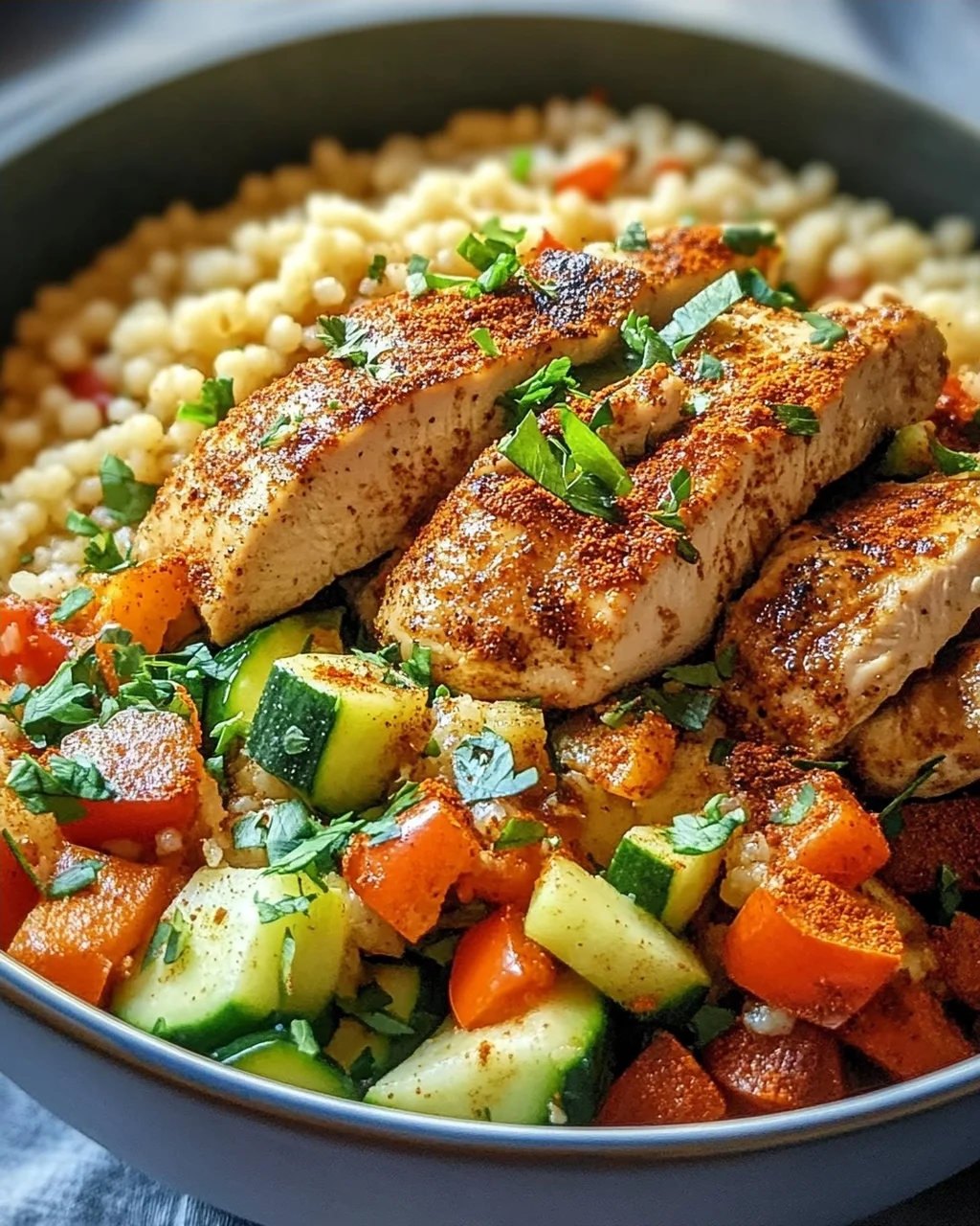 Marokkanische Hühner-Couscous-Schüssel