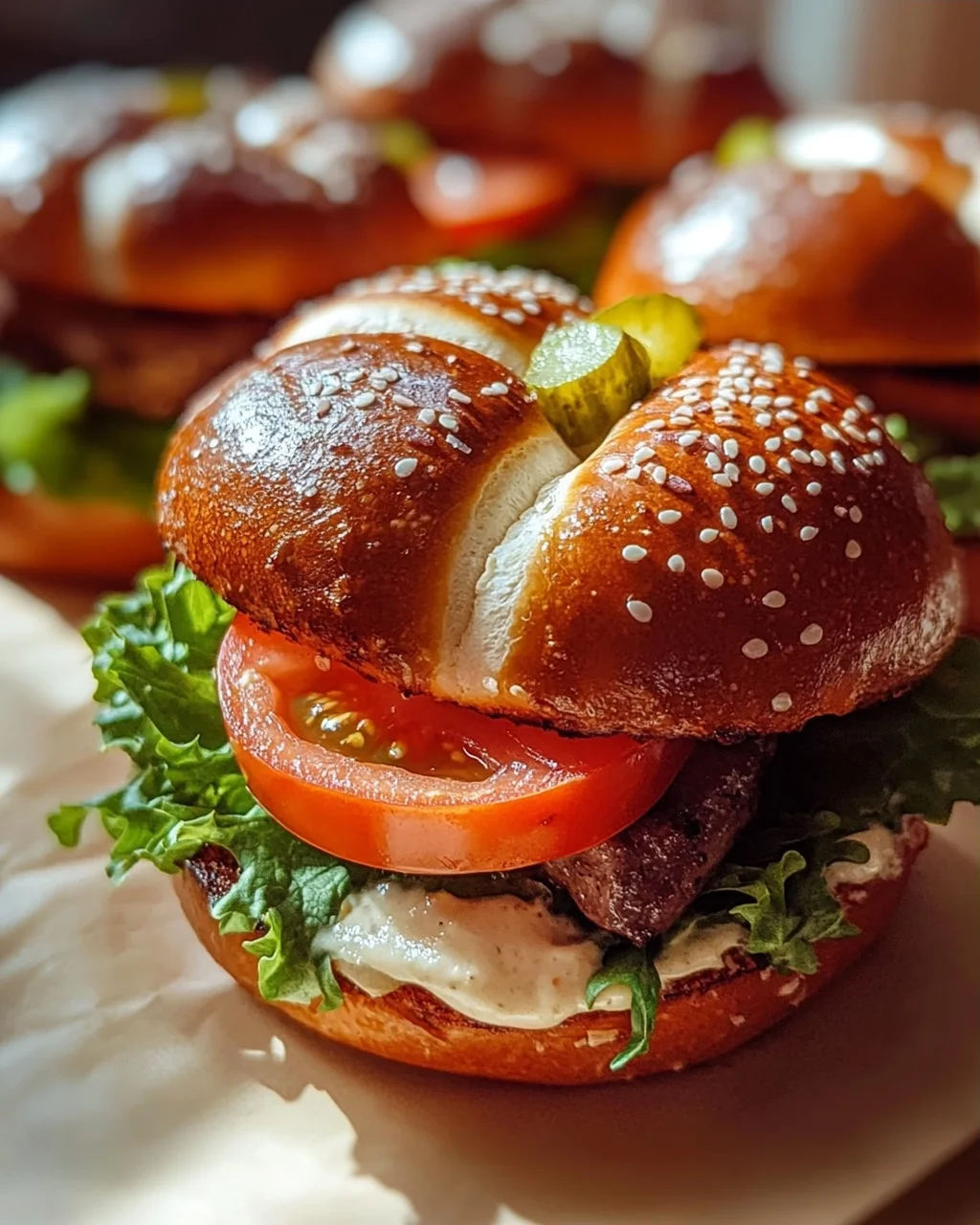 Mini Laugen Burger mit Rinderleberkäse – einfach unwiderstehlich!