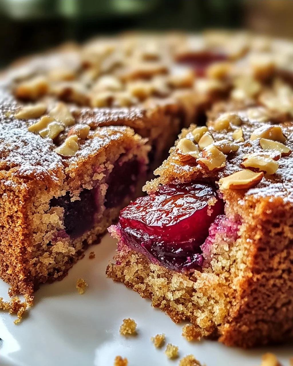 Nutty Cinnamon Cake with Plum Filling – Delicious and Moist!