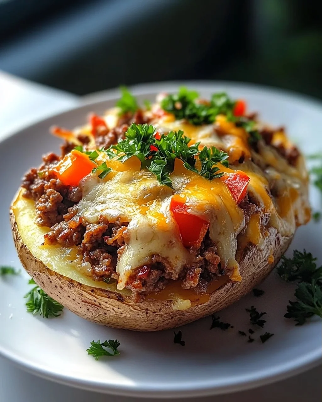 Ofenfrische Kartoffeln mit Hack und Käse