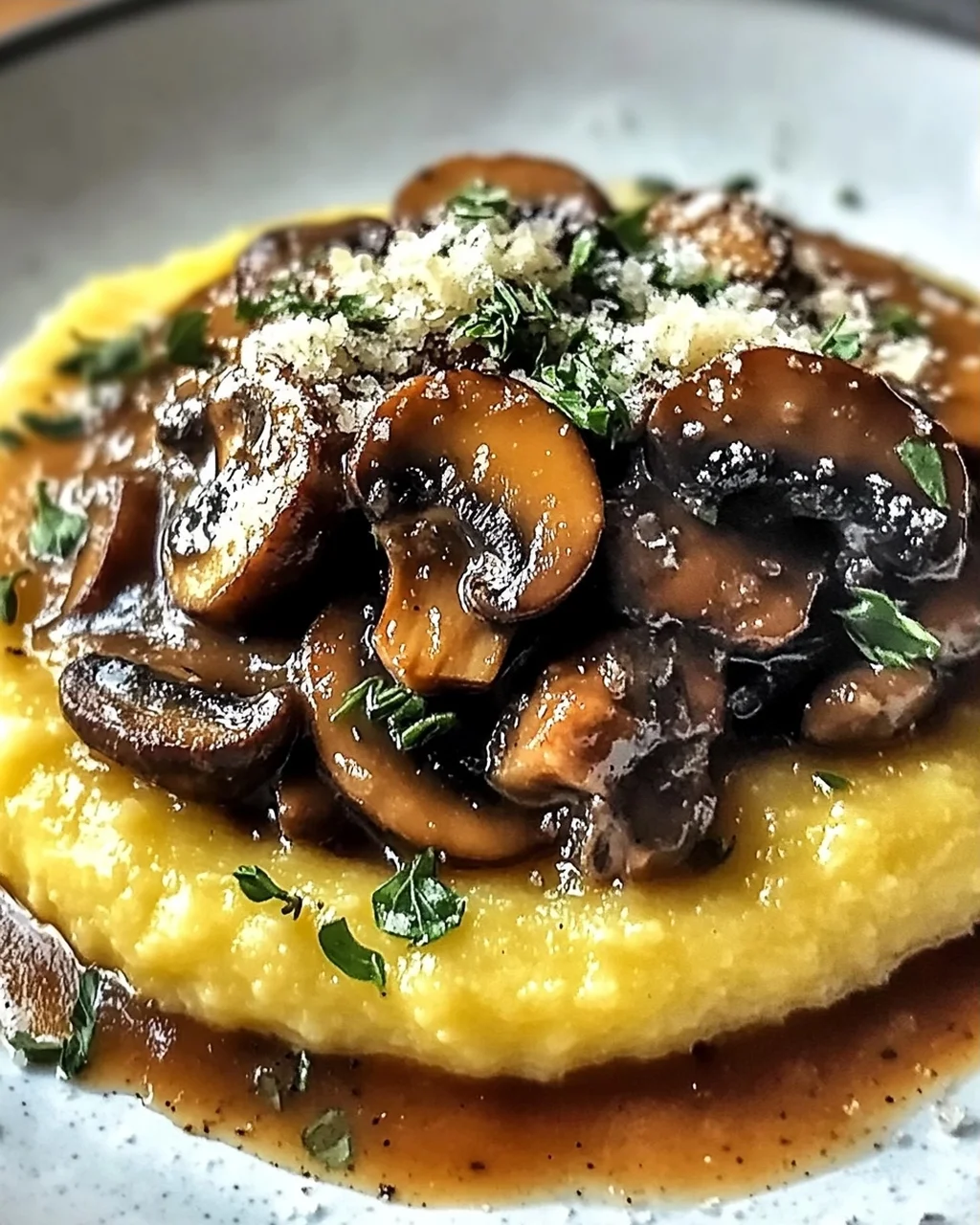 Pilzragout mit Parmesan-Polenta zum Verlieben