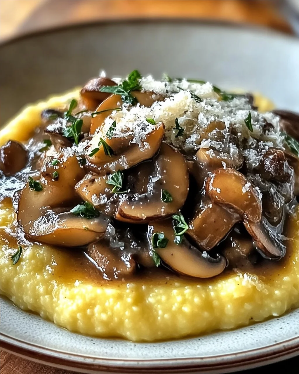 Pilzragout mit Parmesan-Polenta zum Verlieben