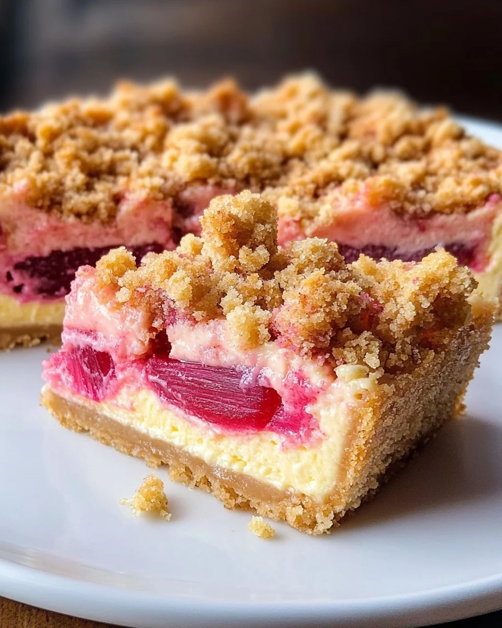 Rhabarber-Cheesecake mit Streuseln