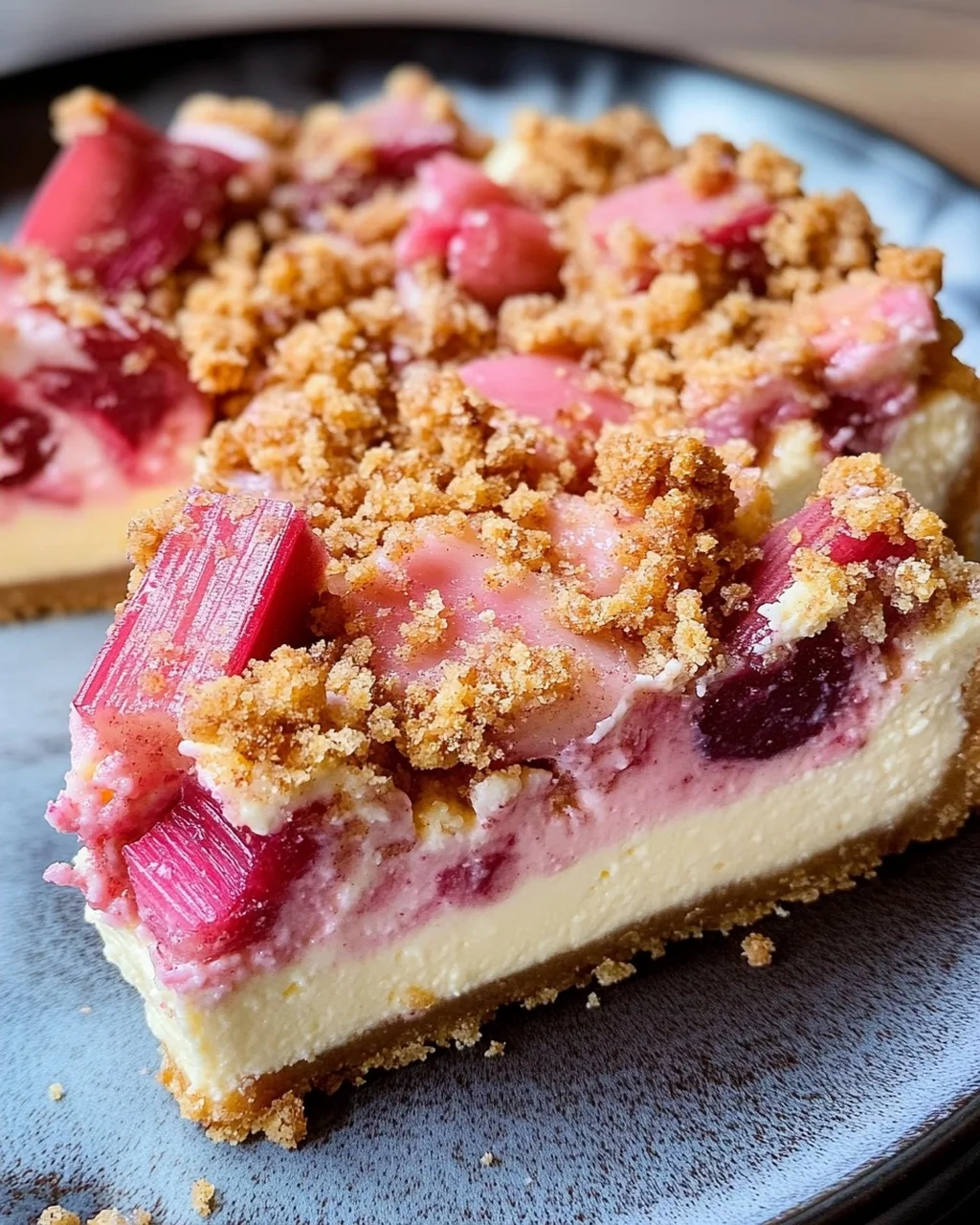Rhabarber-Cheesecake mit Streuseln