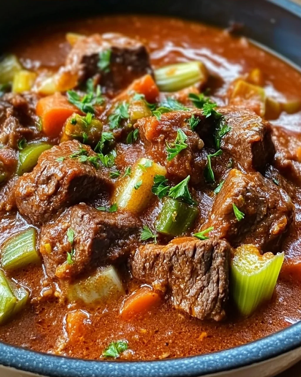 Rindergulasch in Tomaten-Sahnesoße