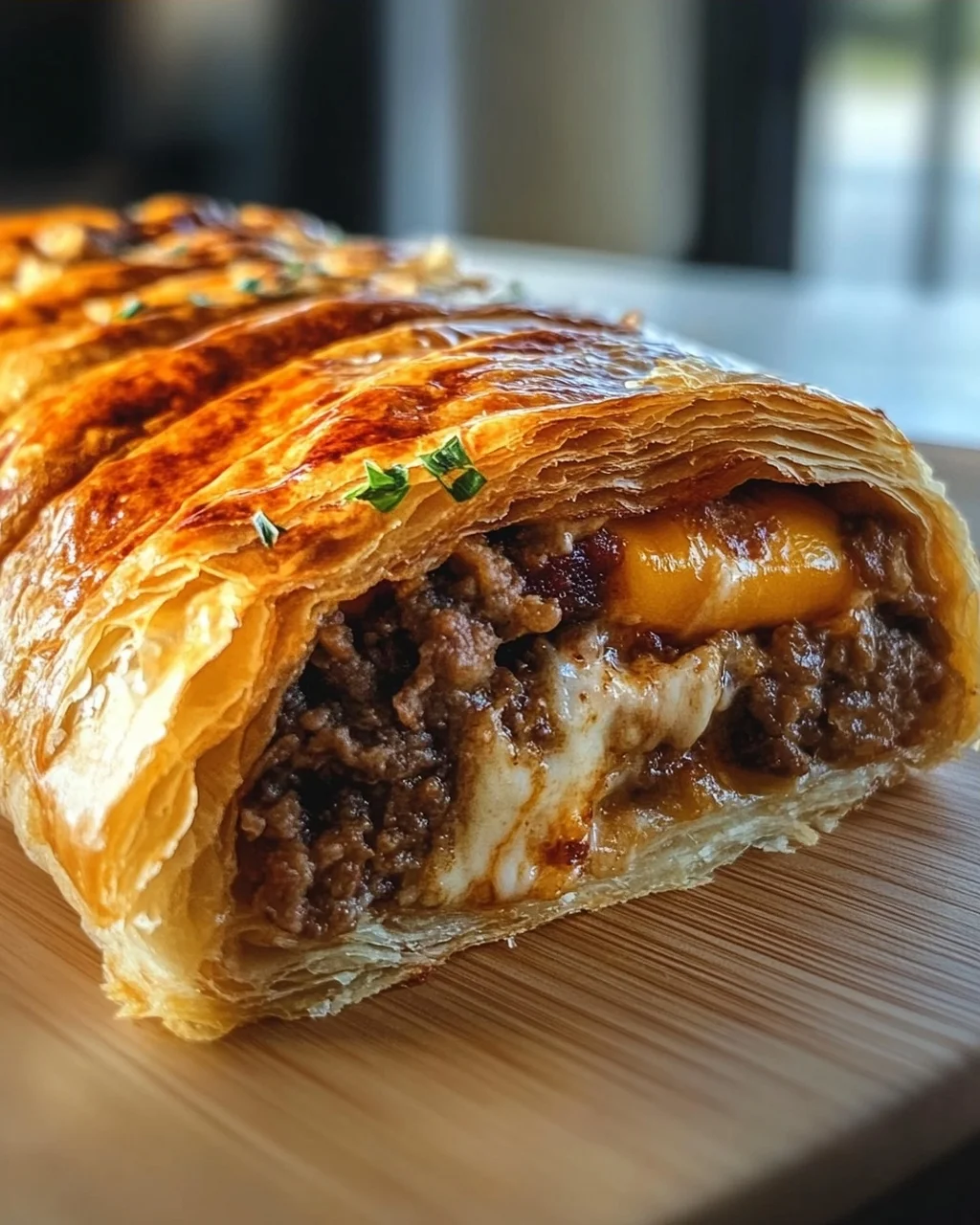 Saftige Hackfleisch-Käse-Rolle im Blätterteig – Einfach lecker!