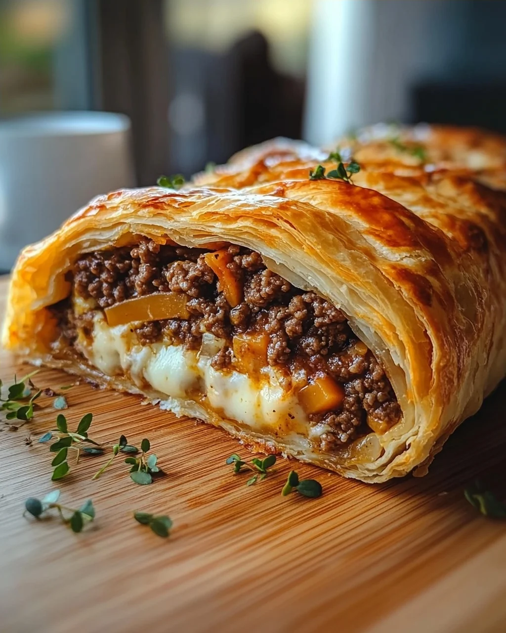 Saftige Hackfleisch-Käse-Rolle im Blätterteig – Einfach lecker!
