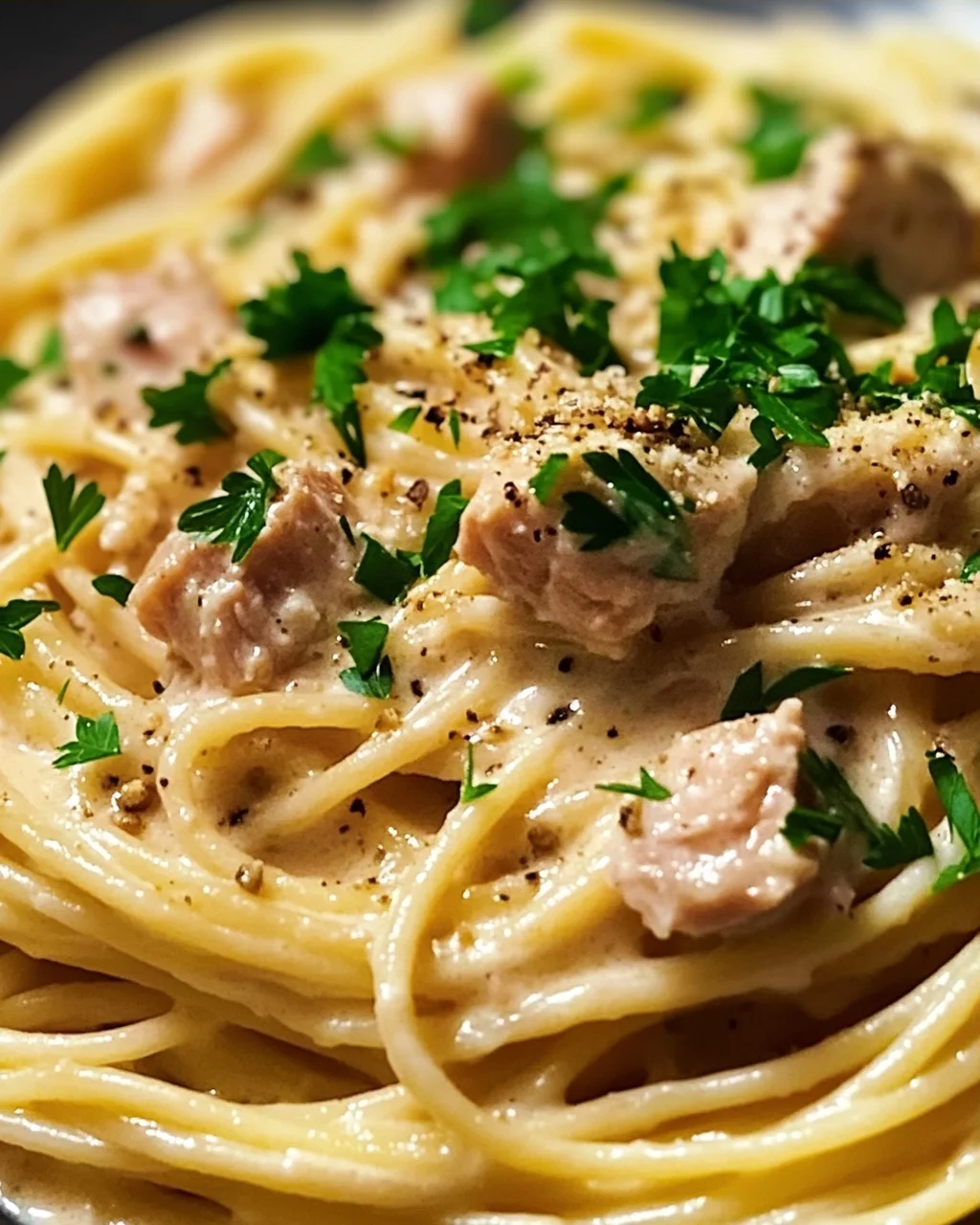 Thunfisch-Sahne-Soße mit Spaghetti