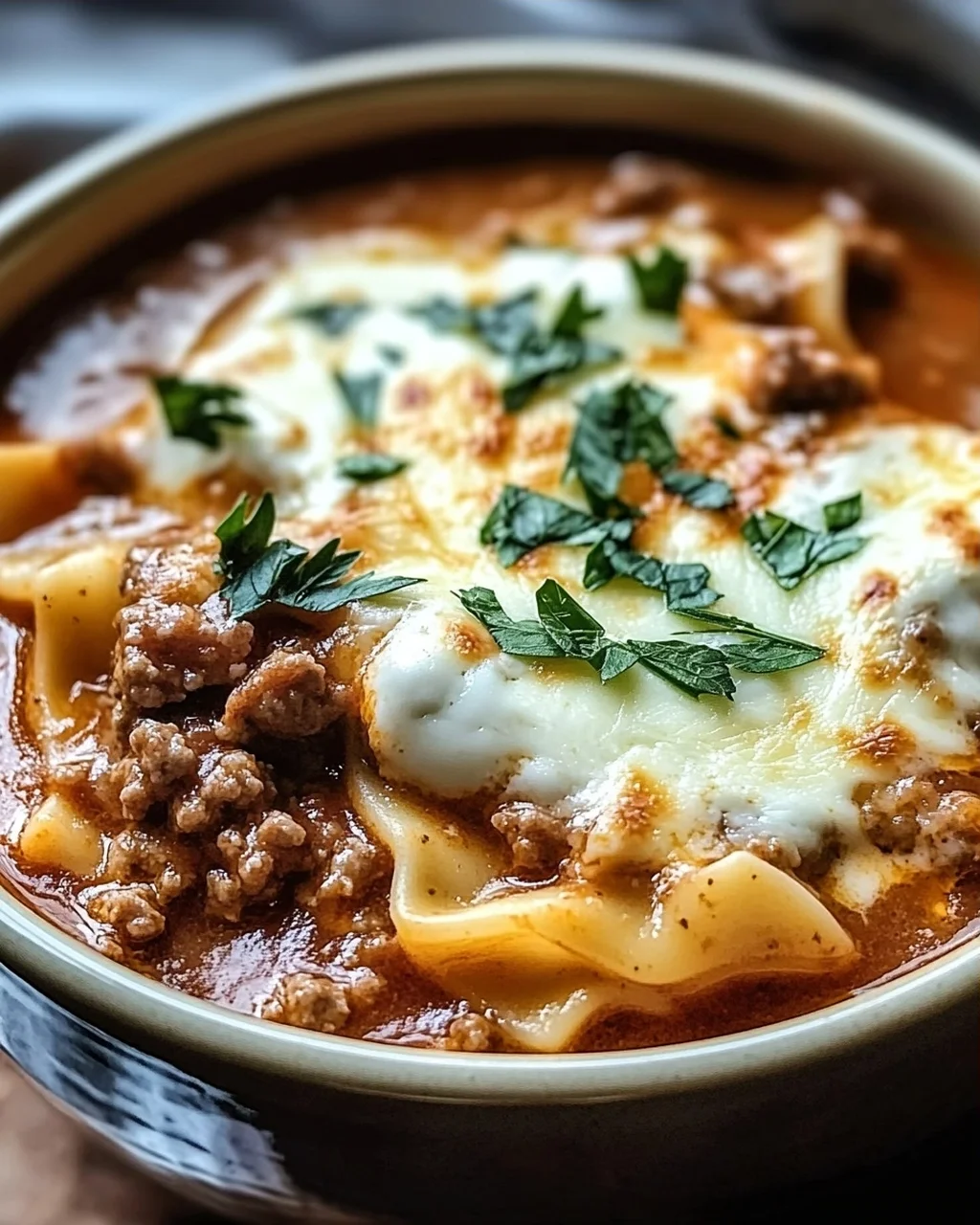 Topf Lasagne Suppe für Genuss an kalten Tagen
