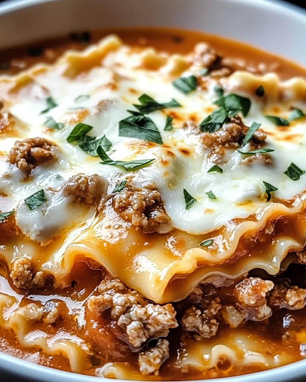 Topf Lasagne Suppe für Genuss an kalten Tagen