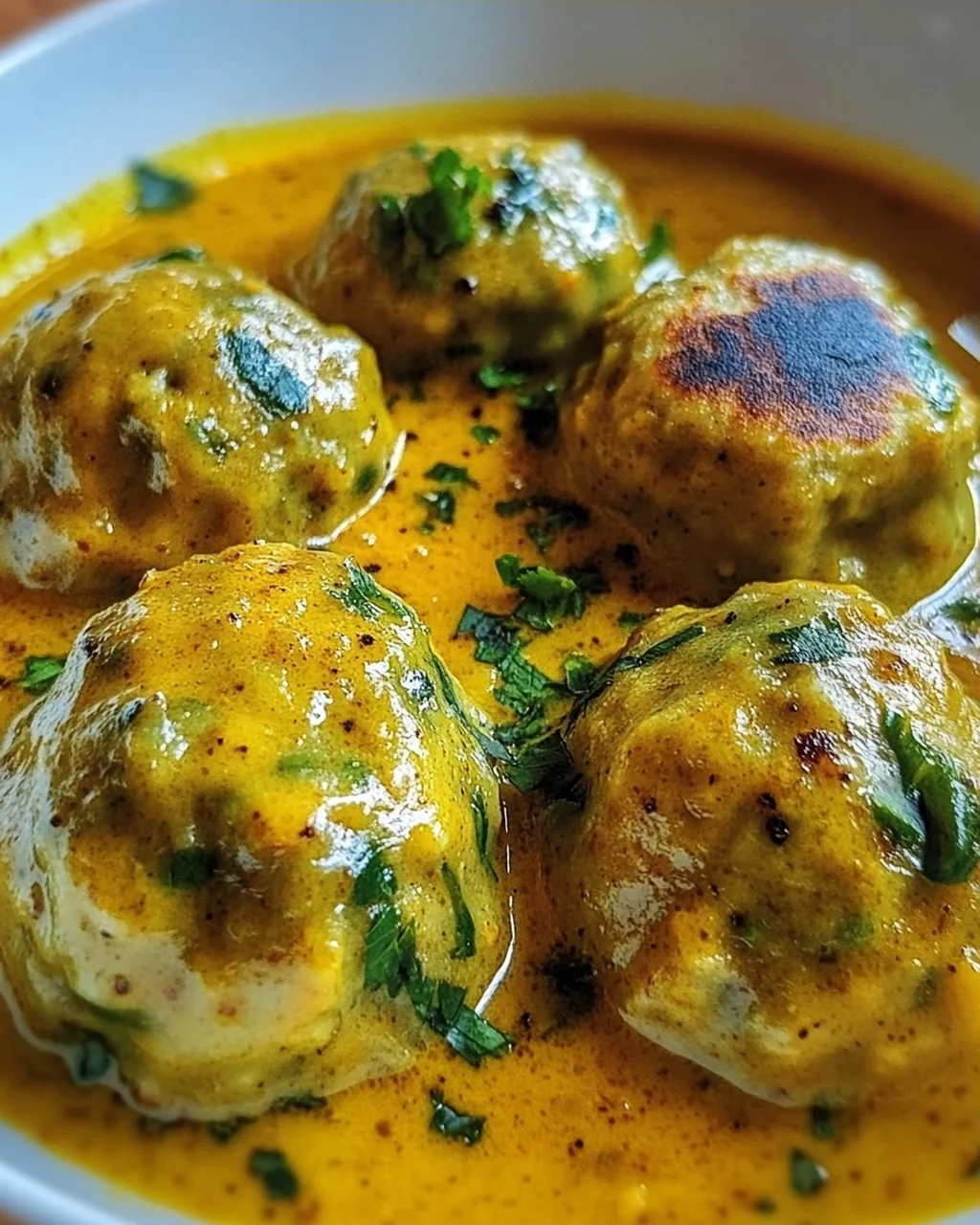 Vegane Linsenknödel in Curry-Sauce