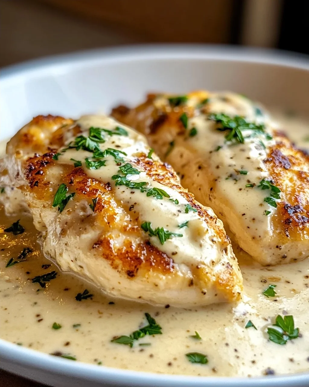 Zartes Hähnchenfilet in cremiger Frischkäse-Parmesan-Soße