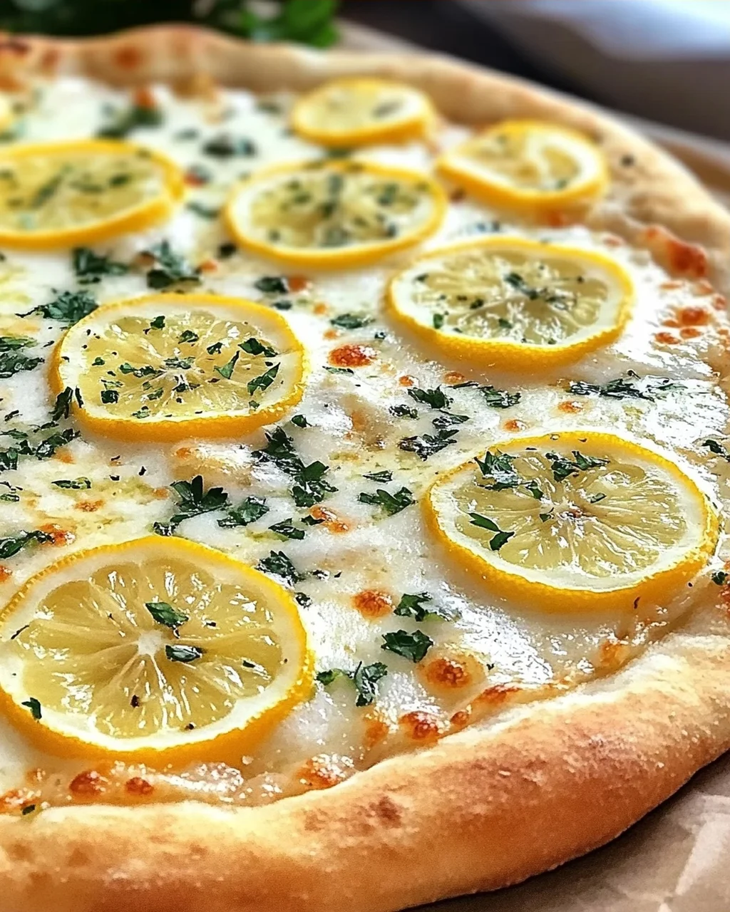 Zitronenpizza mit cremiger Mozzarella genießen